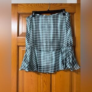 Worthington Black, Turquoise and White A-Line Skirt